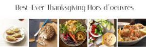 Advanced Skin + Body Aesthetics Med spa, Botox, Facials and more! Banner titled "Best-Ever Thanksgiving Hors d'Oeuvres" for the November Newsletter, featuring five images of appetizers such as stuffed figs, a nut-covered cheese ball, a salad