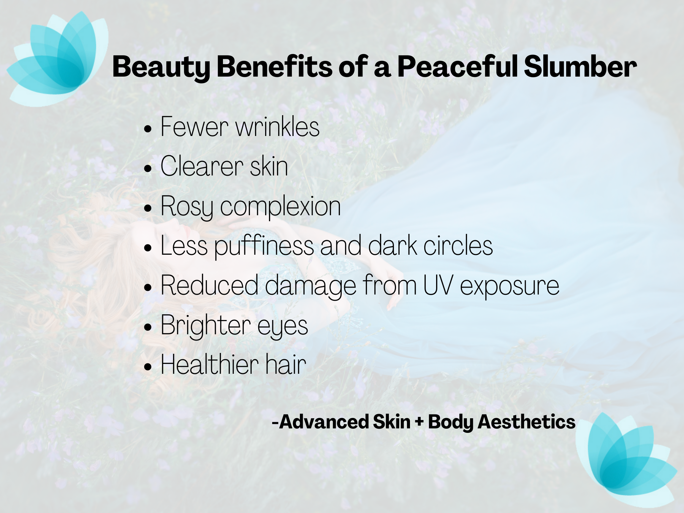 Beauty benefits of sleep from Lincoln, NE spa, Advanced Skin+Body Aesthetics.