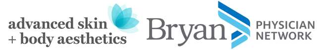 Logo of "Bryan Physician Network" alongside "Advanced Skin + Body Aesthetics Lincoln" with a blue butterfly icon.